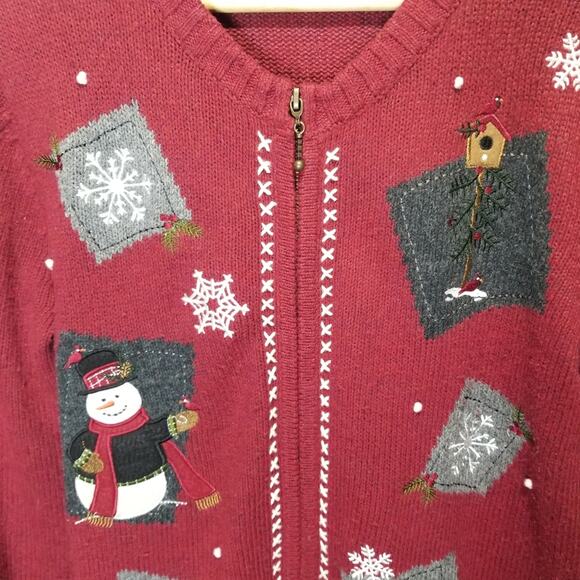 The Most Beautiful Vintage Christmas Sweater Cardigan Silk Blend Size Small - Picture 4 of 6